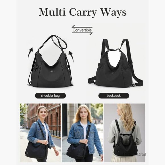 Convertible Nylon Tote Backpack Crossbody Purse Large Capacity Lightweight main image 6